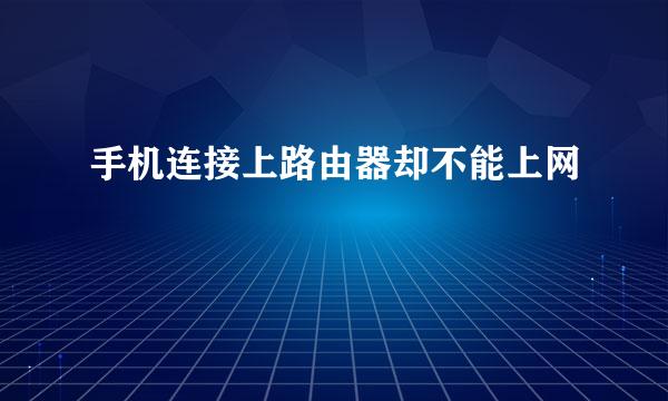 手机连接上路由器却不能上网