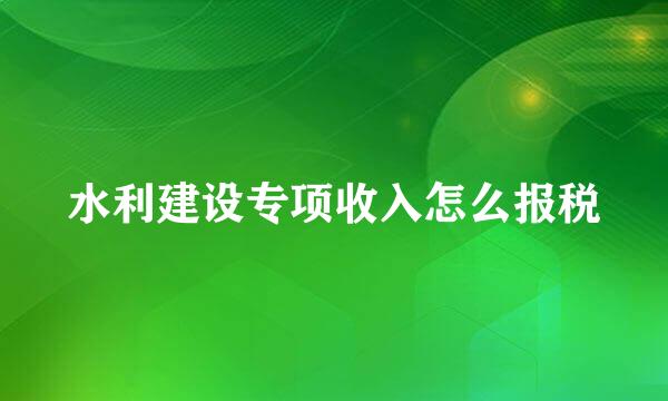 水利建设专项收入怎么报税