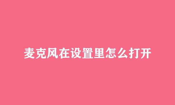 麦克风在设置里怎么打开