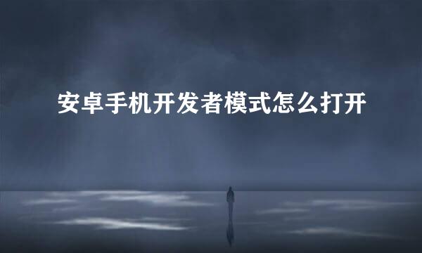 安卓手机开发者模式怎么打开