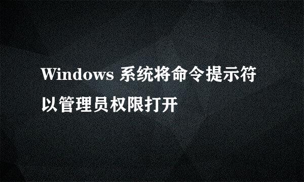 Windows 系统将命令提示符以管理员权限打开