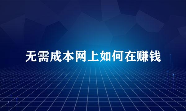 无需成本网上如何在赚钱