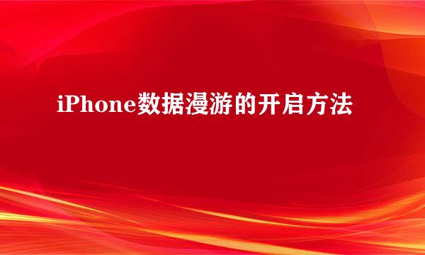 iPhone数据漫游的开启方法