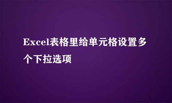 Excel表格里给单元格设置多个下拉选项