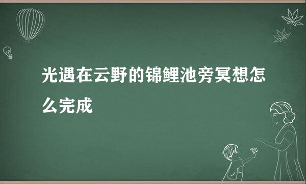 光遇在云野的锦鲤池旁冥想怎么完成