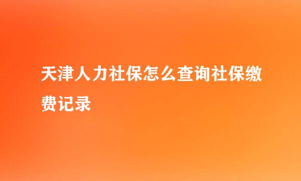 天津人力社保怎么查询社保缴费记录