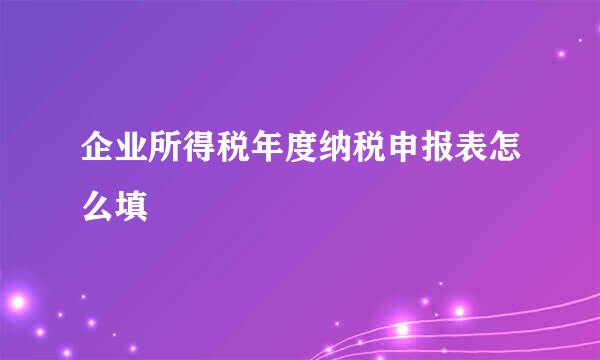企业所得税年度纳税申报表怎么填