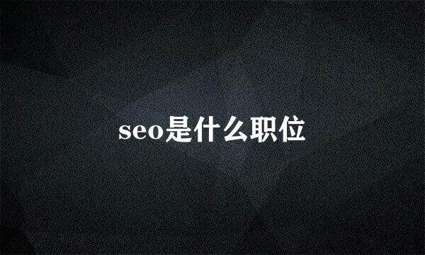 seo是什么职位