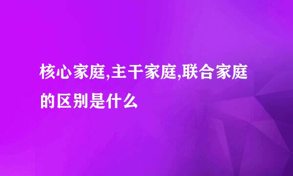核心家庭,主干家庭,联合家庭的区别是什么