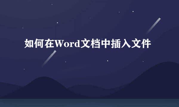 如何在Word文档中插入文件