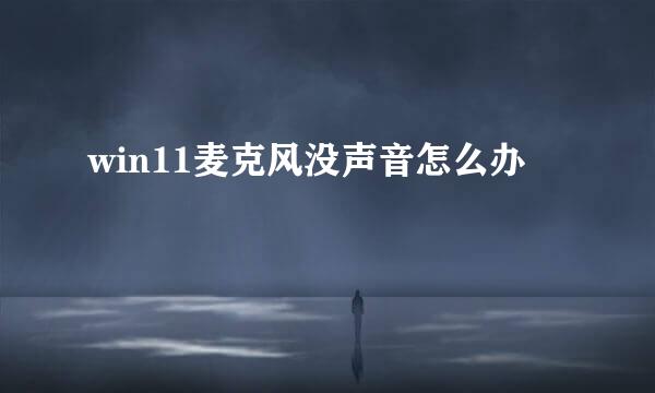win11麦克风没声音怎么办