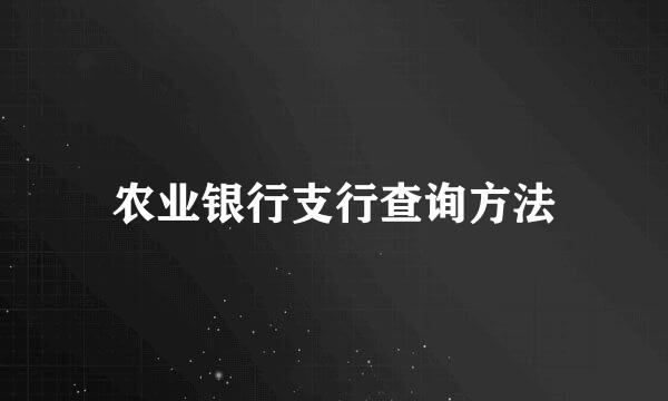 农业银行支行查询方法