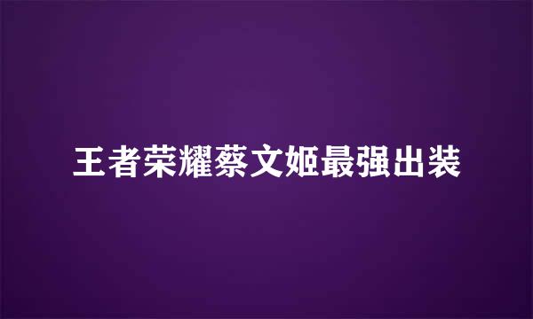 王者荣耀蔡文姬最强出装