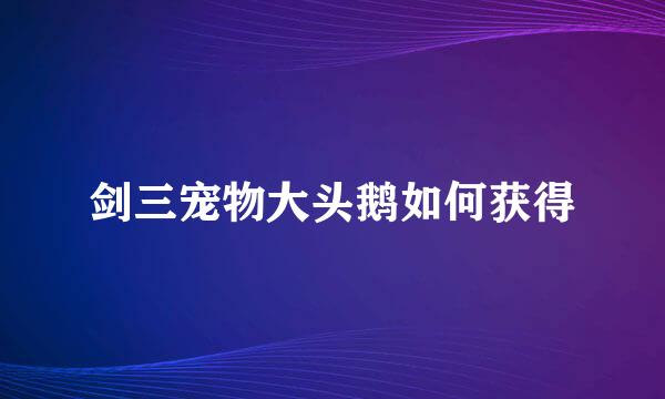 剑三宠物大头鹅如何获得