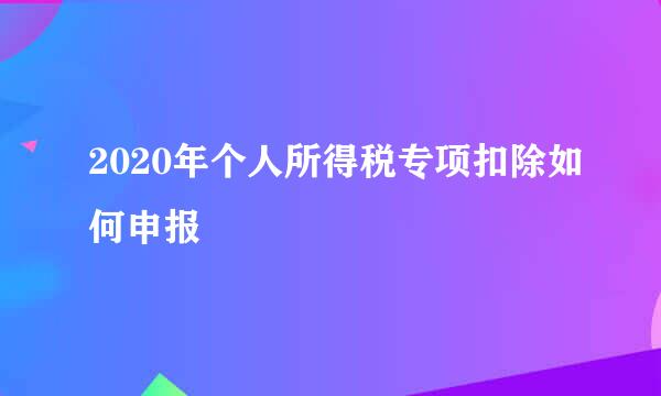 2020年个人所得税专项扣除如何申报