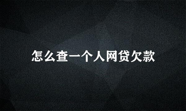 怎么查一个人网贷欠款