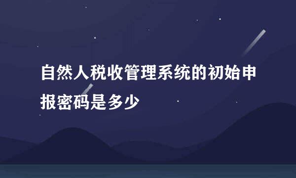自然人税收管理系统的初始申报密码是多少