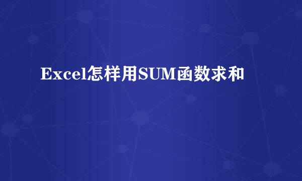 Excel怎样用SUM函数求和