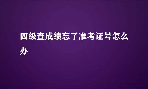 四级查成绩忘了准考证号怎么办