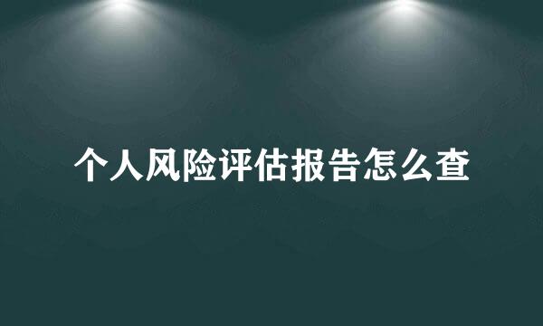 个人风险评估报告怎么查