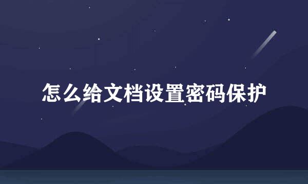 怎么给文档设置密码保护