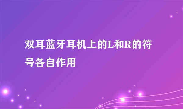 双耳蓝牙耳机上的L和R的符号各自作用