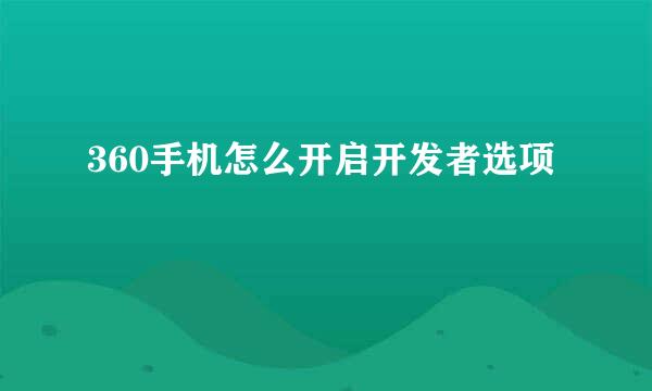 360手机怎么开启开发者选项