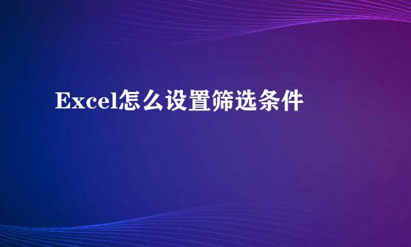 Excel怎么设置筛选条件