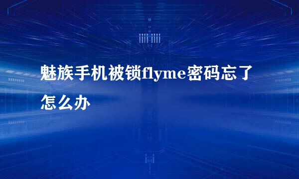 魅族手机被锁flyme密码忘了怎么办