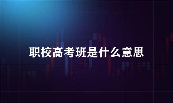 职校高考班是什么意思