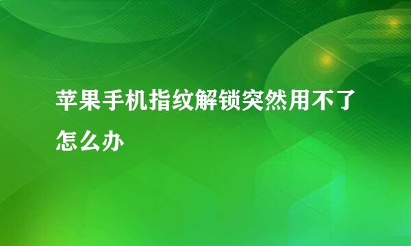 苹果手机指纹解锁突然用不了怎么办
