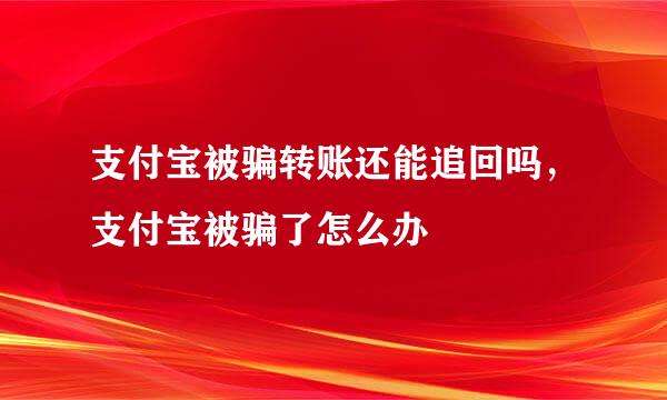 支付宝被骗转账还能追回吗，支付宝被骗了怎么办
