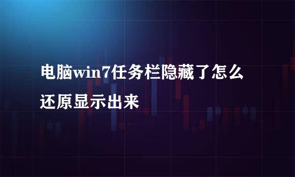 电脑win7任务栏隐藏了怎么还原显示出来