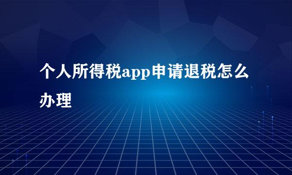 个人所得税app申请退税怎么办理