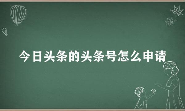 今日头条的头条号怎么申请