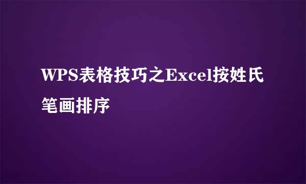 WPS表格技巧之Excel按姓氏笔画排序