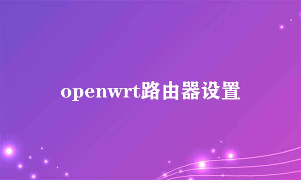 openwrt路由器设置