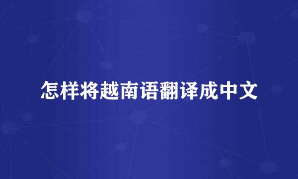 怎样将越南语翻译成中文