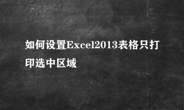 如何设置Excel2013表格只打印选中区域