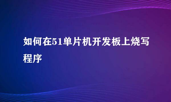 如何在51单片机开发板上烧写程序