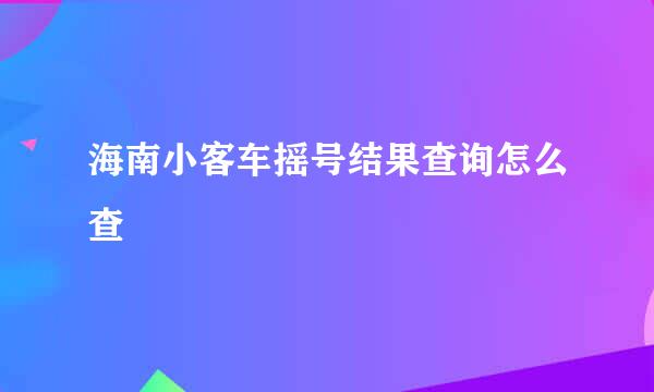 海南小客车摇号结果查询怎么查