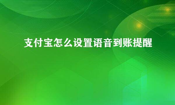 支付宝怎么设置语音到账提醒