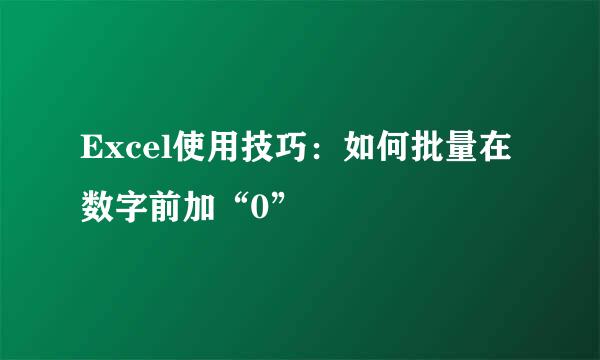 Excel使用技巧：如何批量在数字前加“0”