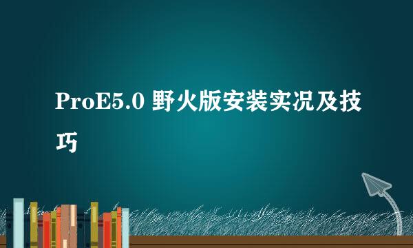 ProE5.0 野火版安装实况及技巧