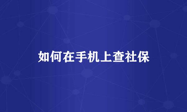 如何在手机上查社保