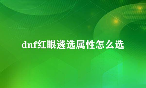 dnf红眼遴选属性怎么选