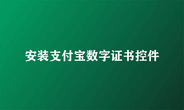 安装支付宝数字证书控件