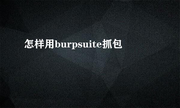 怎样用burpsuite抓包