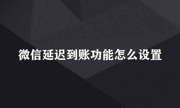 微信延迟到账功能怎么设置