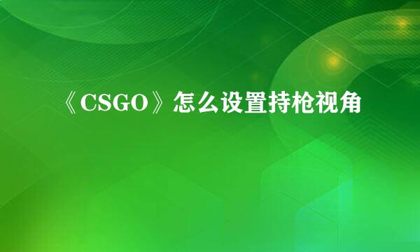 《CSGO》怎么设置持枪视角